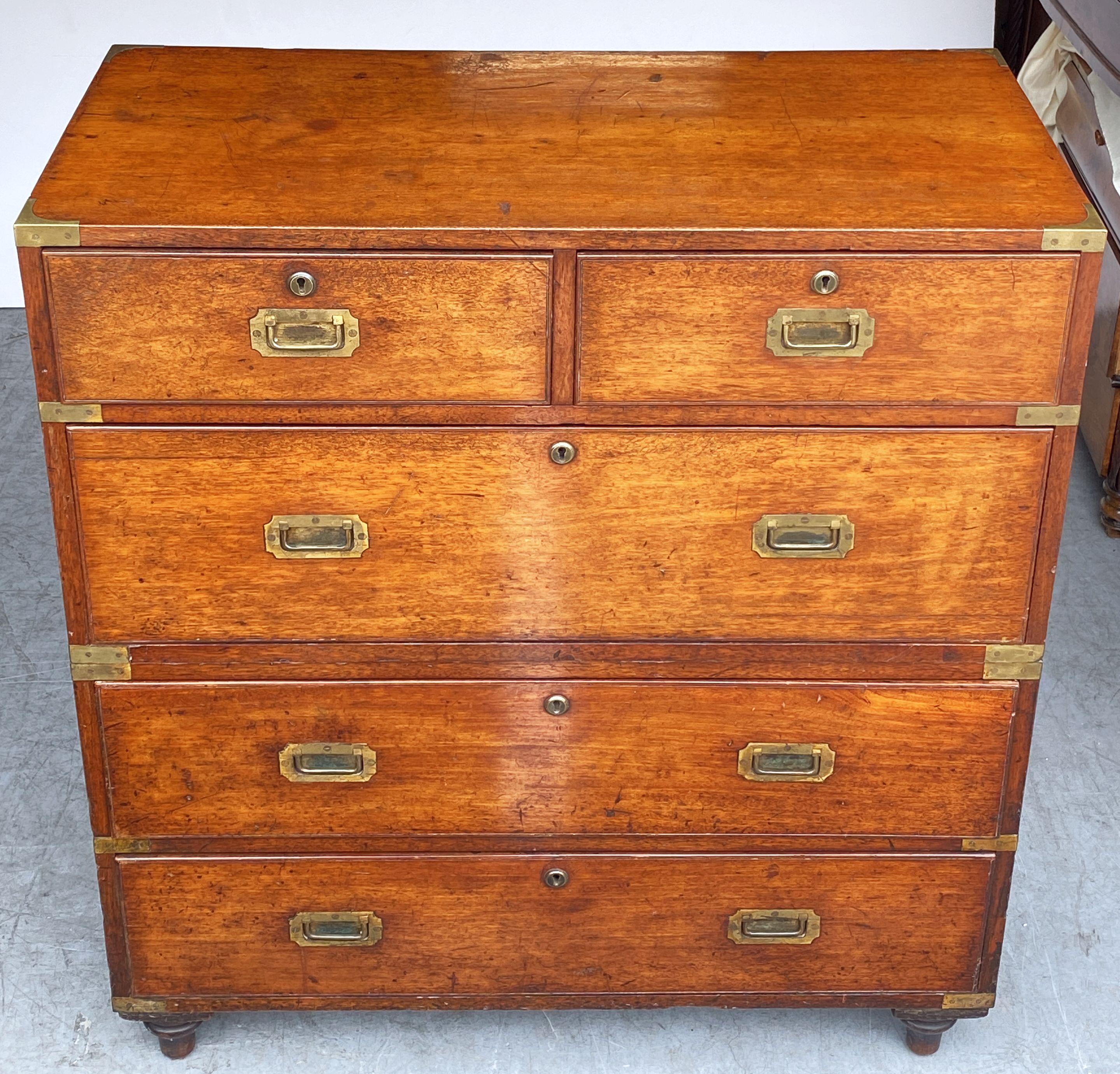 British Military Officer's Campaign Chest or Dresser of Brass-Bound Mahogany For Sale 4