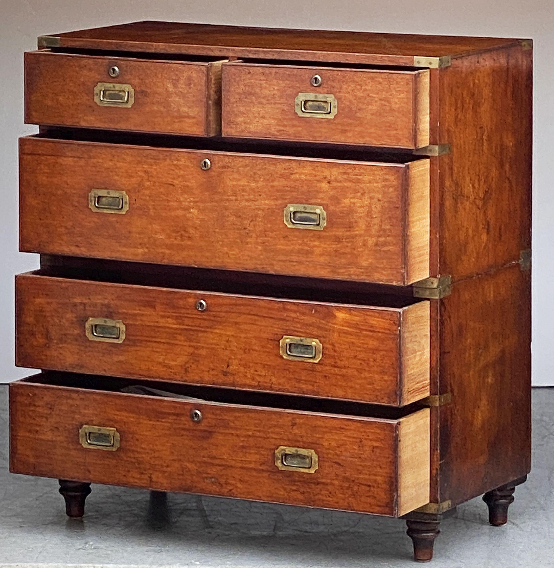 British Military Officer's Campaign Chest or Dresser of Brass-Bound Mahogany For Sale 5