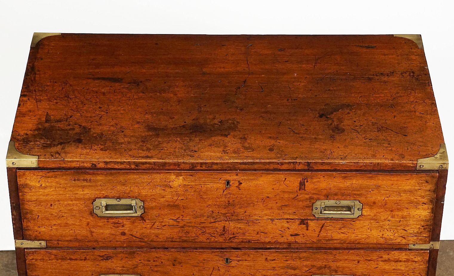 British Military Officer's Campaign Chest or Dresser of Brass-Bound Mahogany 7