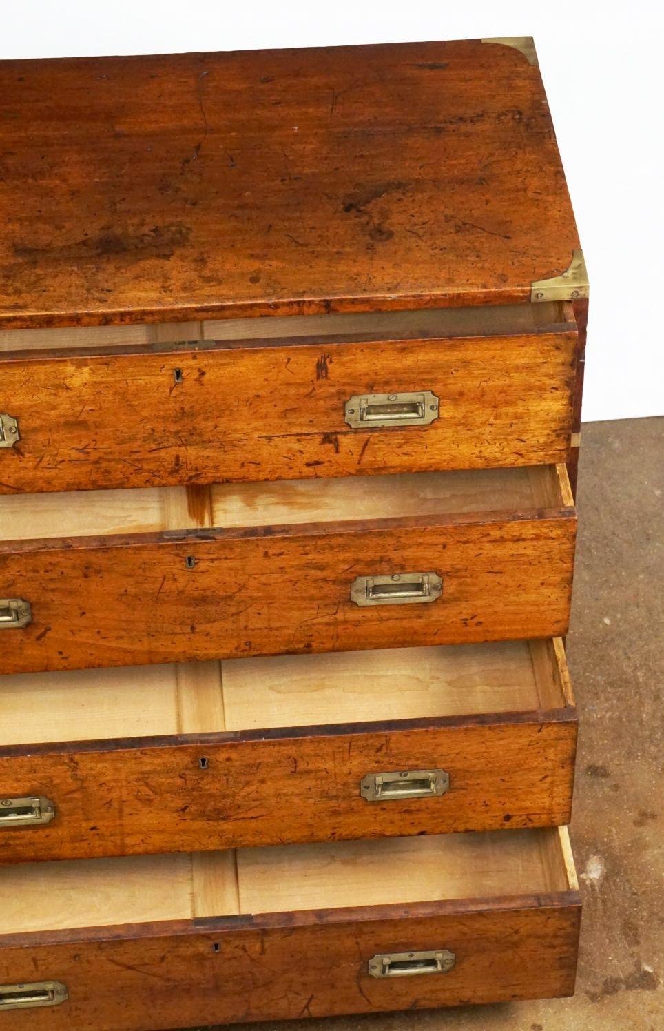 British Military Officer's Campaign Chest or Dresser of Brass-Bound Mahogany For Sale 10