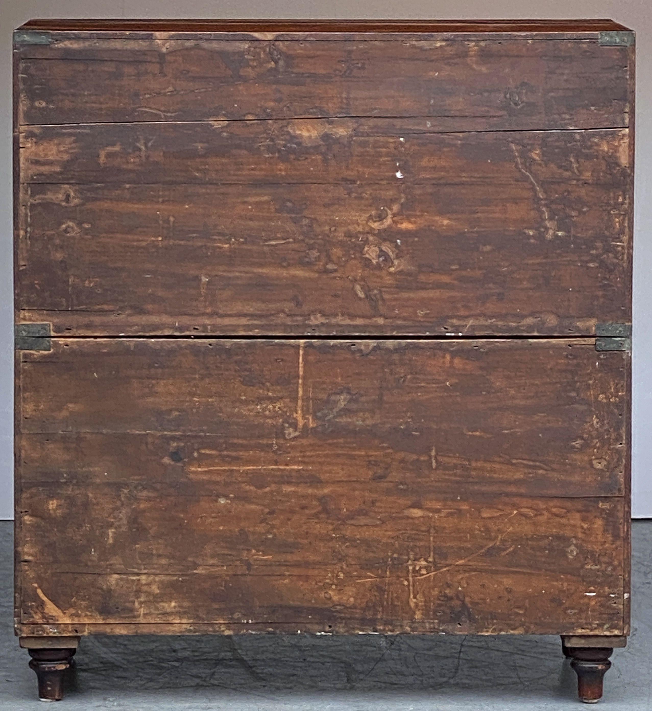 British Military Officer's Campaign Chest or Dresser of Brass-Bound Mahogany For Sale 11