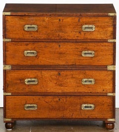British Military Officer's Campaign Chest or Dresser of Brass-Bound Mahogany