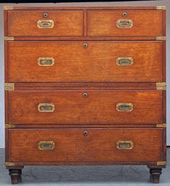 British Military Officer's Campaign Chest or Dresser of Brass-Bound Mahogany