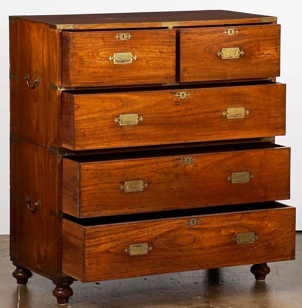British Military Officer's Campaign Chest or Dresser of Brass-Bound Mahogany In Good Condition In Austin, TX