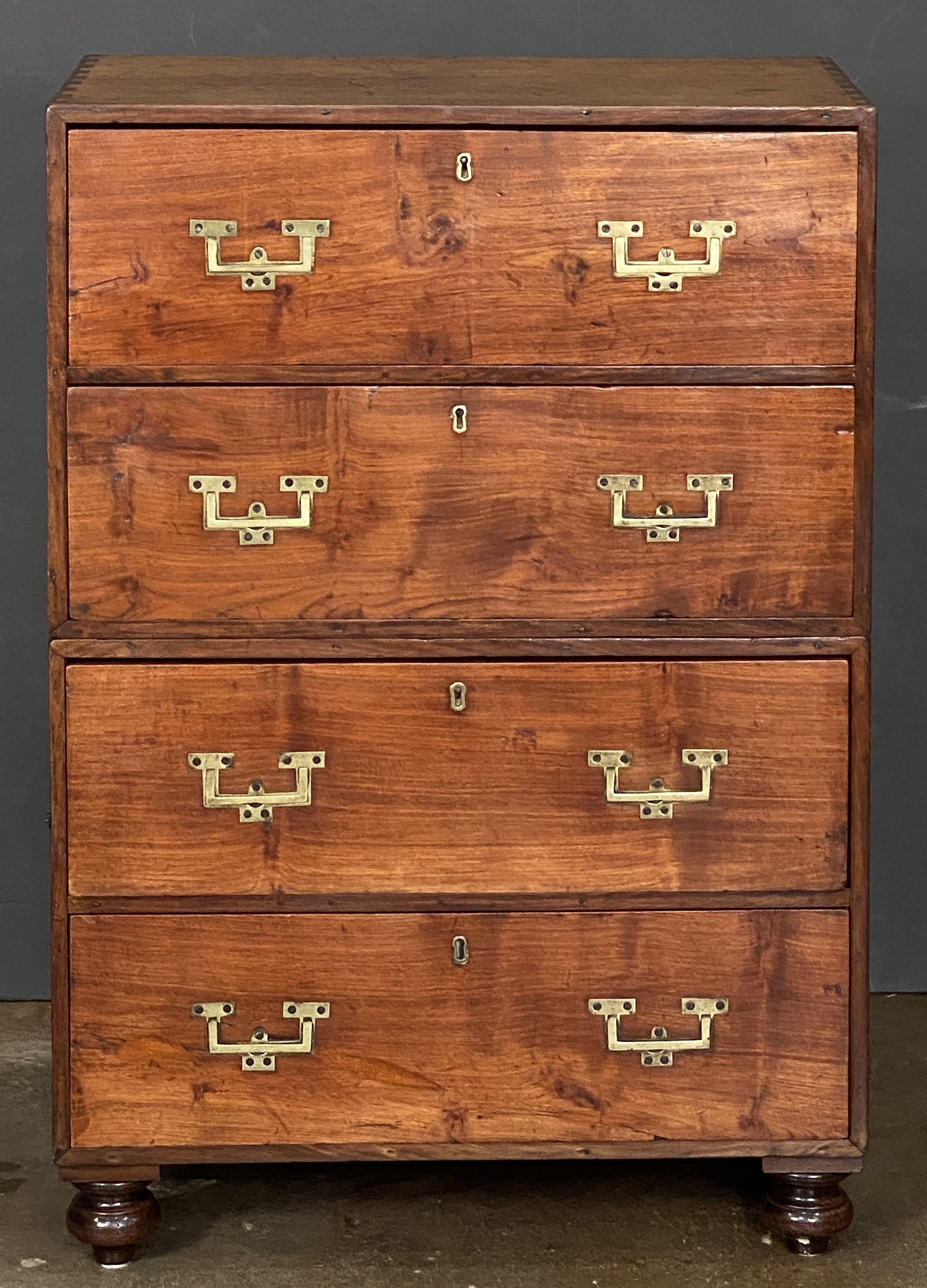 Inglese British Military Officer's Campaign Chest or Dresser of Brass-Bound Mahogany in vendita