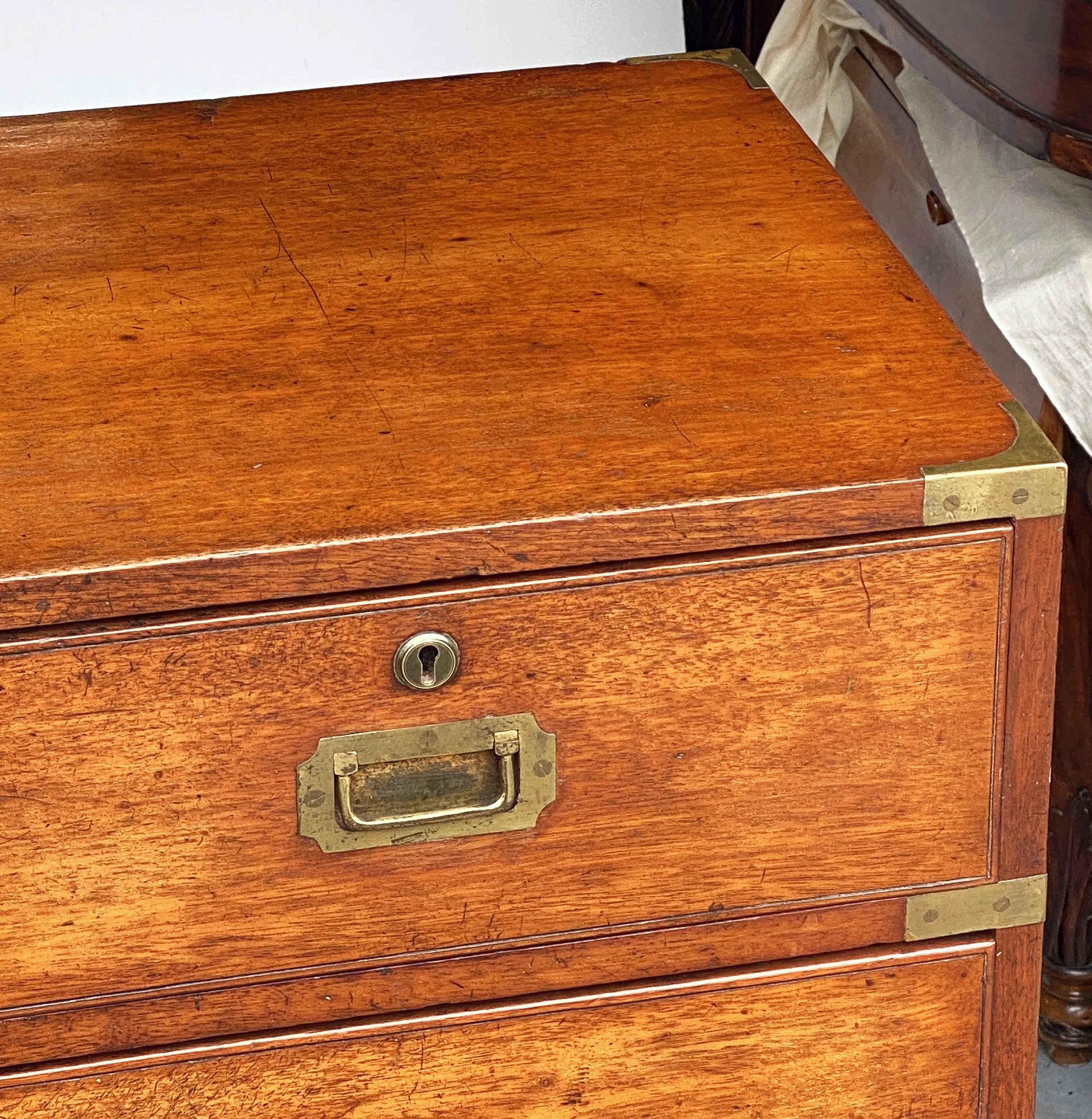 British Military Officer's Campaign Chest or Dresser of Brass-Bound Mahogany For Sale 3
