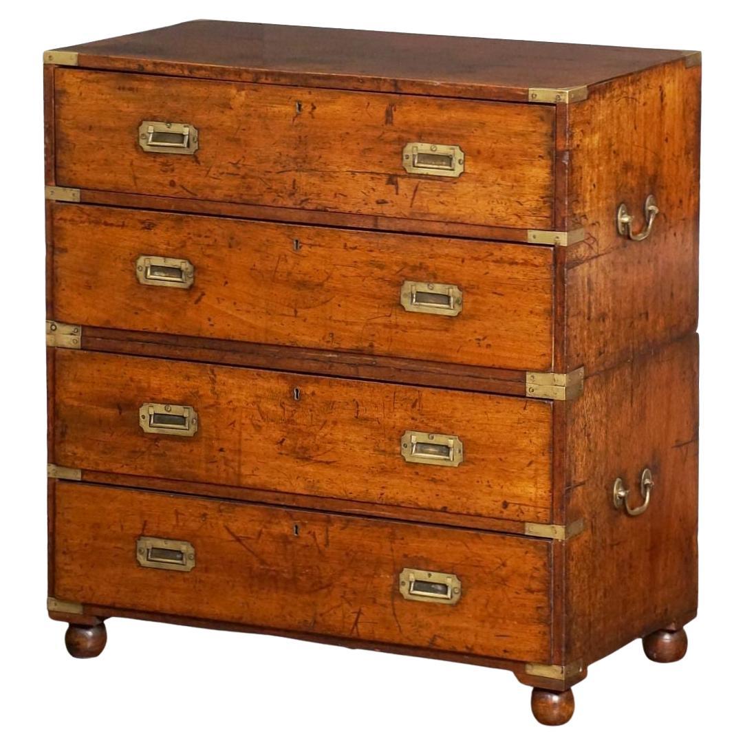 British Military Officer's Campaign Chest or Dresser of Brass-Bound Mahogany For Sale