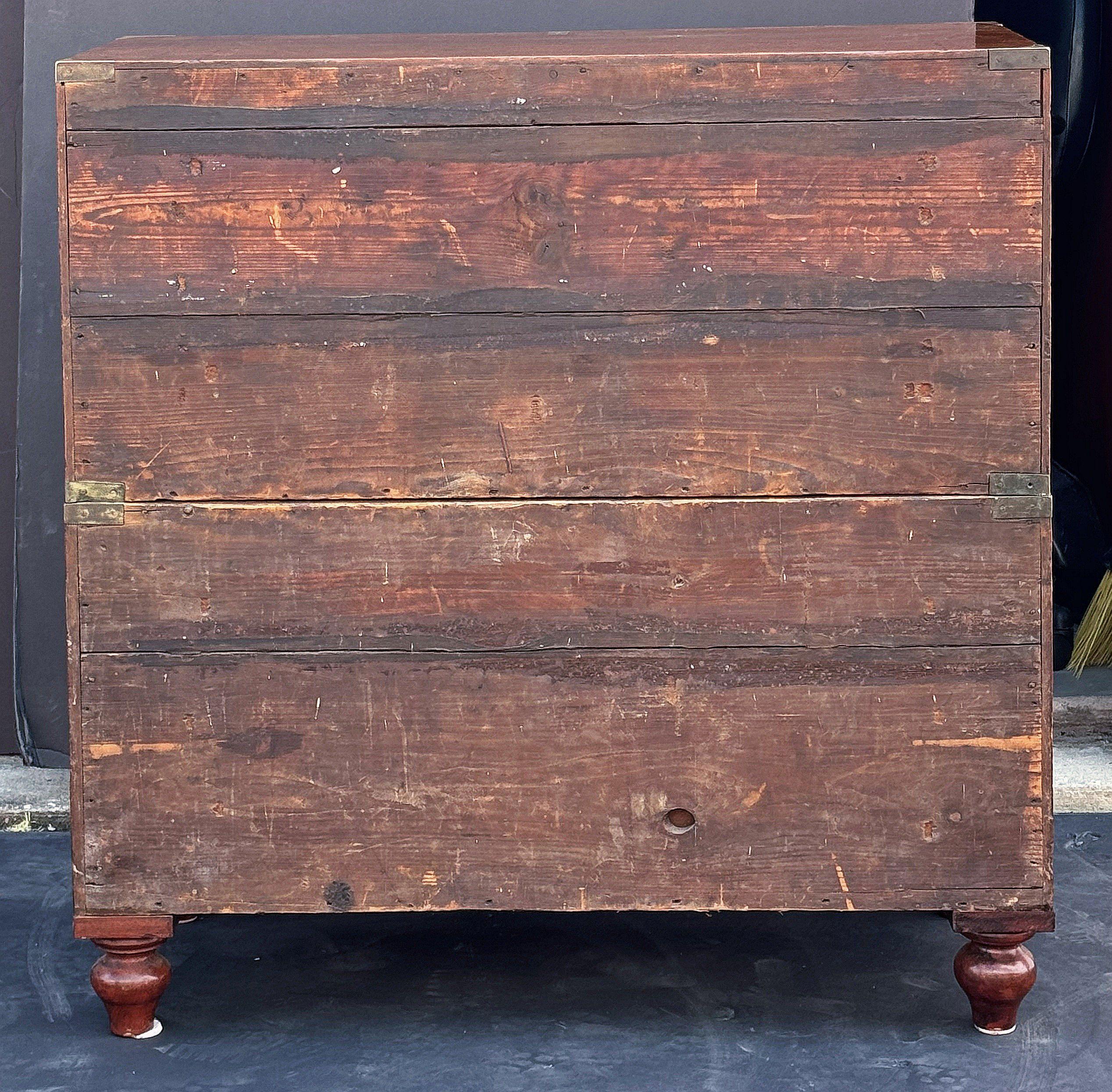 British Military Officer's Campaign Chest or Dresser of Brass-Bound Teak For Sale 5