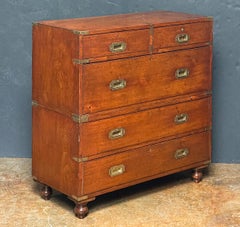 British Military Officer's Campaign Chest or Dresser of Brass-Bound Teak