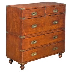 British Military Officer's Campaign Chest or Dresser of Brass-Bound Teak