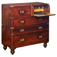 British Military Officer's Campaign Secretary Chest of Brass-Bound Wood