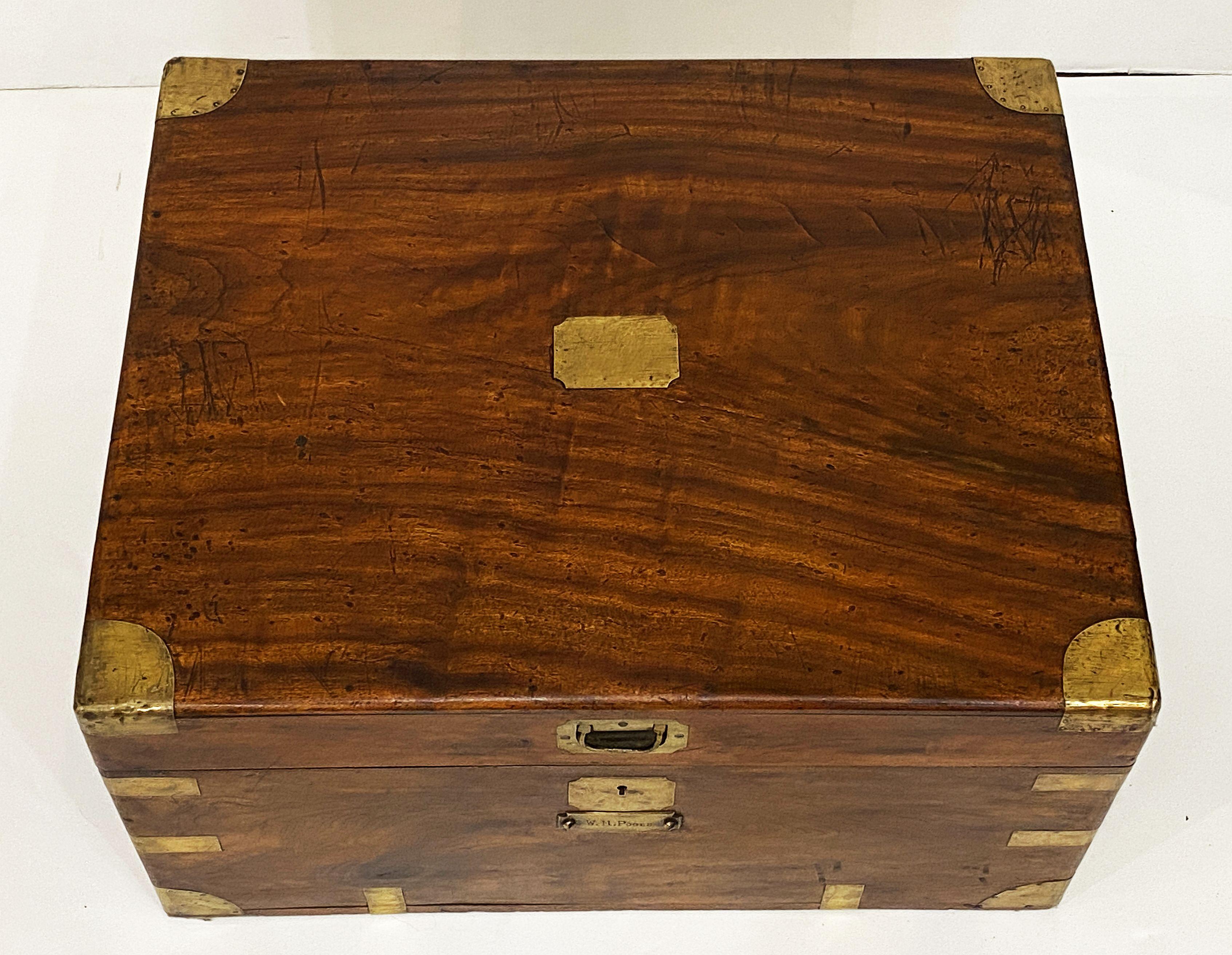 19th Century British Military Officer's Campaign Trunk of Brass-Bound Camphor