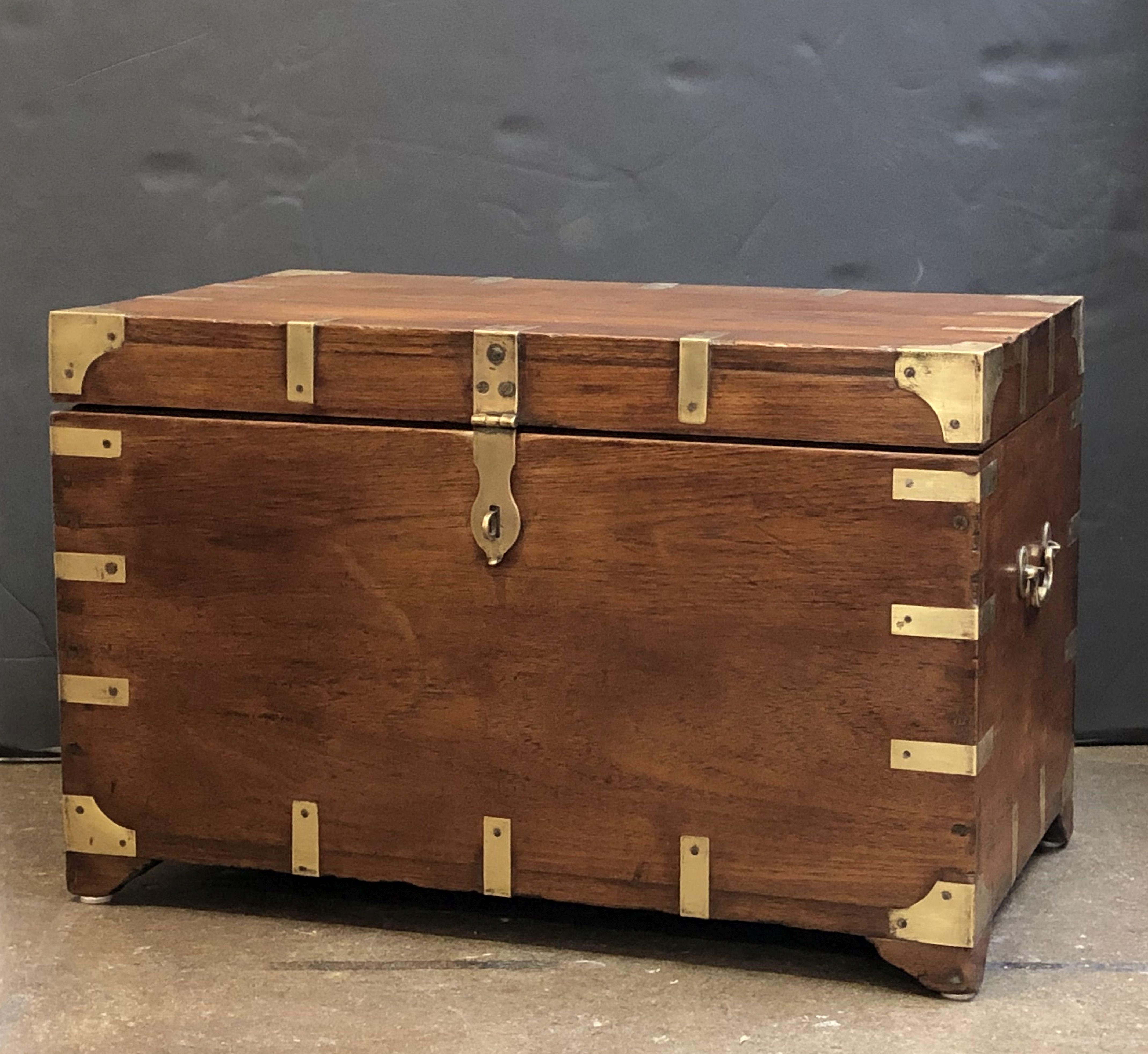 British Military Officer's Campaign Trunk of Brass-Bound Teak In Good Condition In Austin, TX