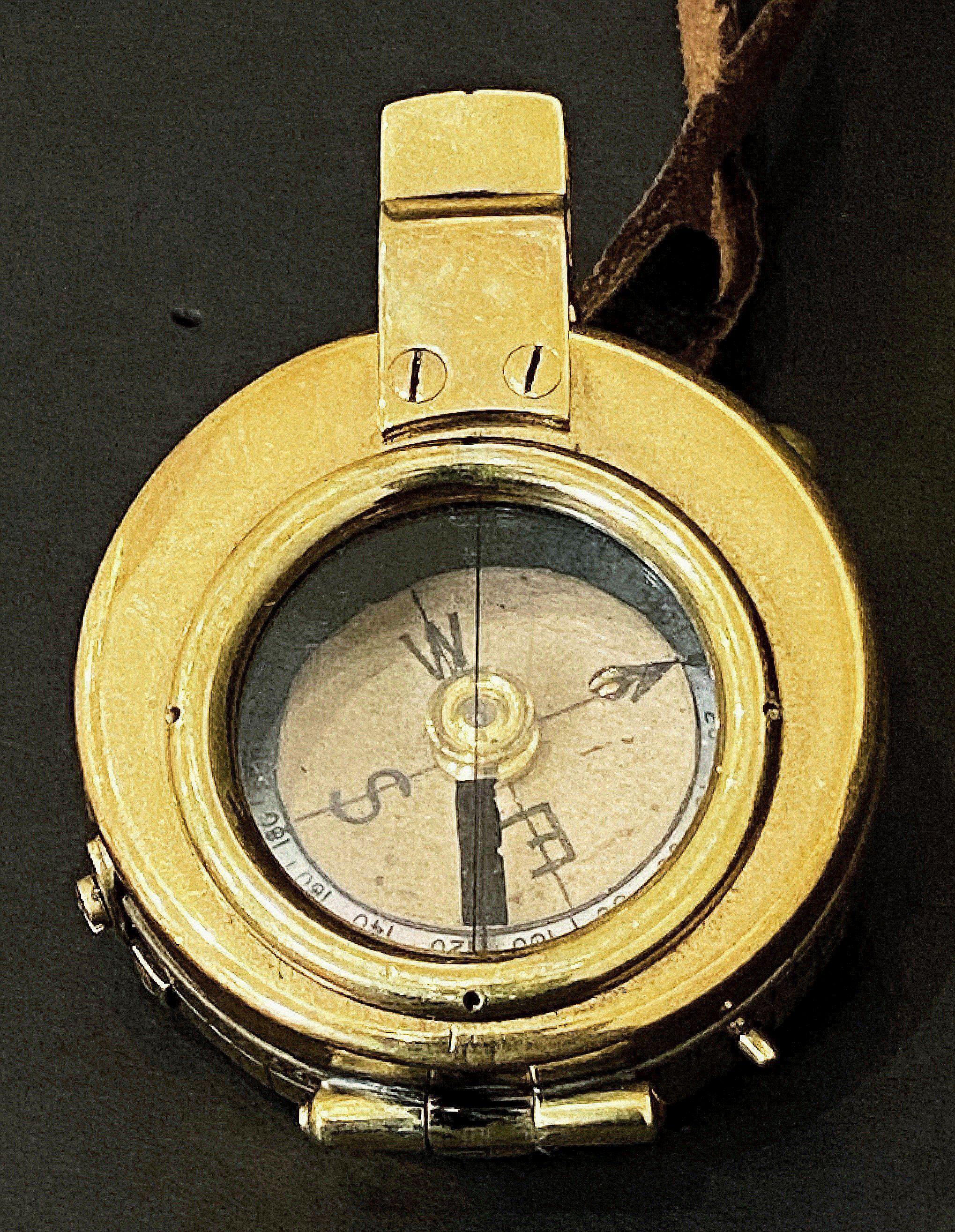 British Militray Officer's WWI Marconi Marching Compass with Lanyard Strap 3