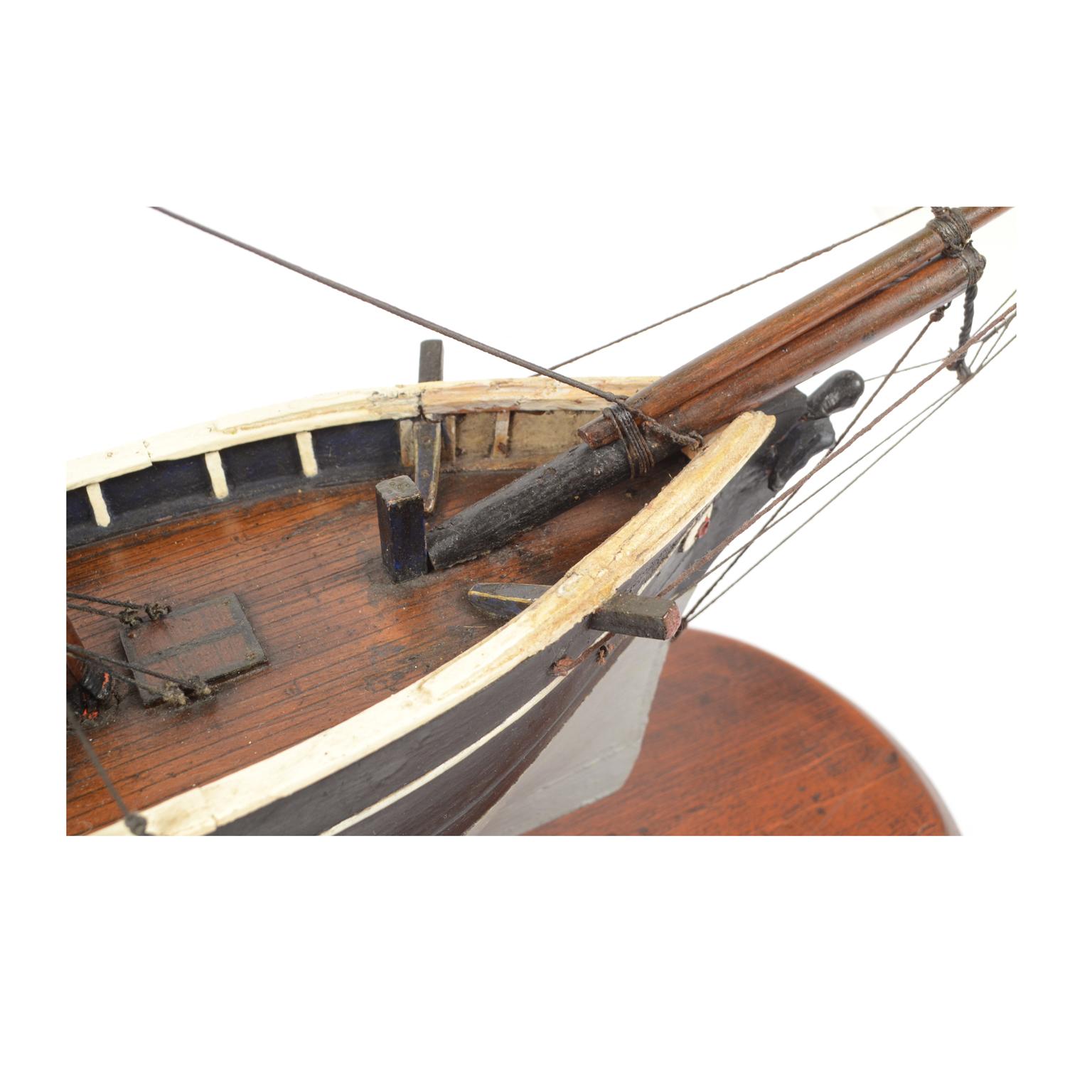 Antique Wood Nautical British Scale Model of Brig with Three Masts , Early 1900 For Sale 12