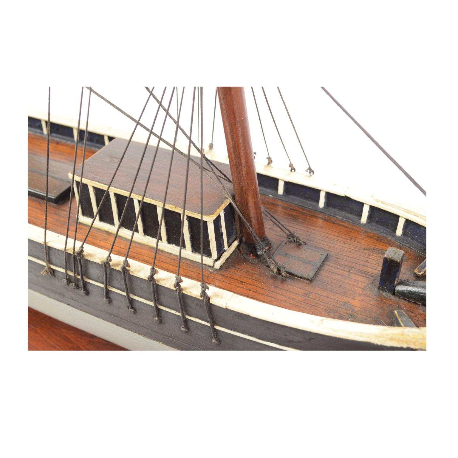 Antique Wood Nautical British Scale Model of Brig with Three Masts , Early 1900 For Sale 13