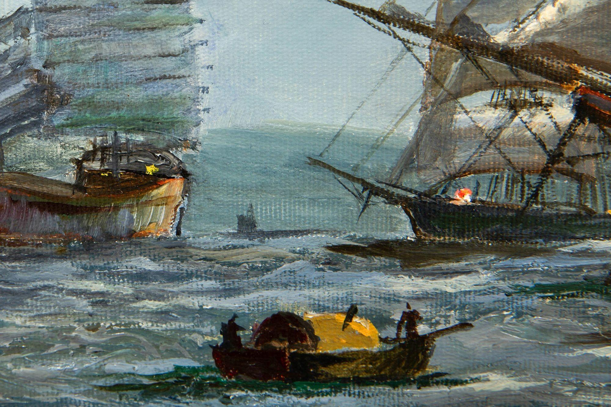 British Nautical Maritime Oil Painting “Moonglow - Foochow” by Henry Scott 6