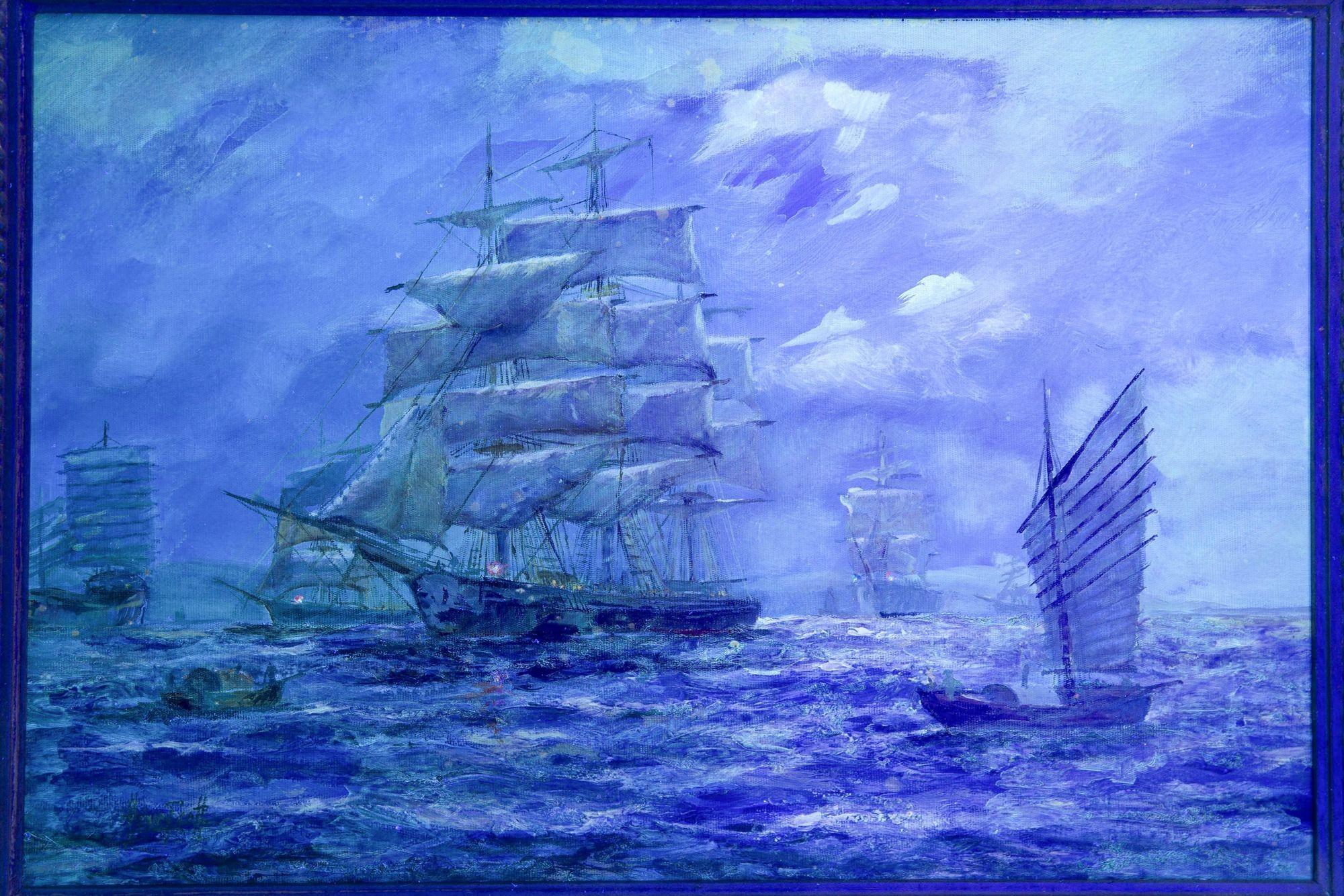 British Nautical Maritime Oil Painting “Moonglow - Foochow” by Henry Scott 10