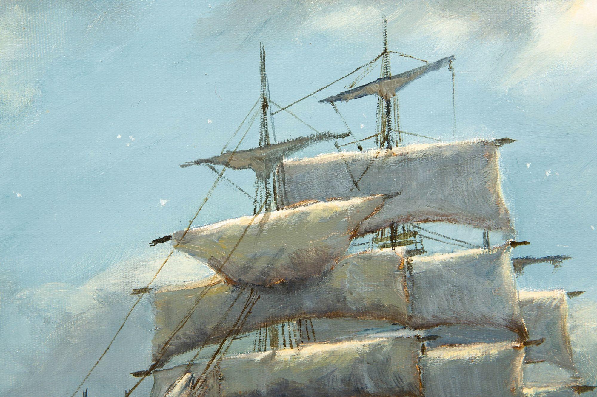 British Nautical Maritime Oil Painting “Moonglow - Foochow” by Henry Scott 14