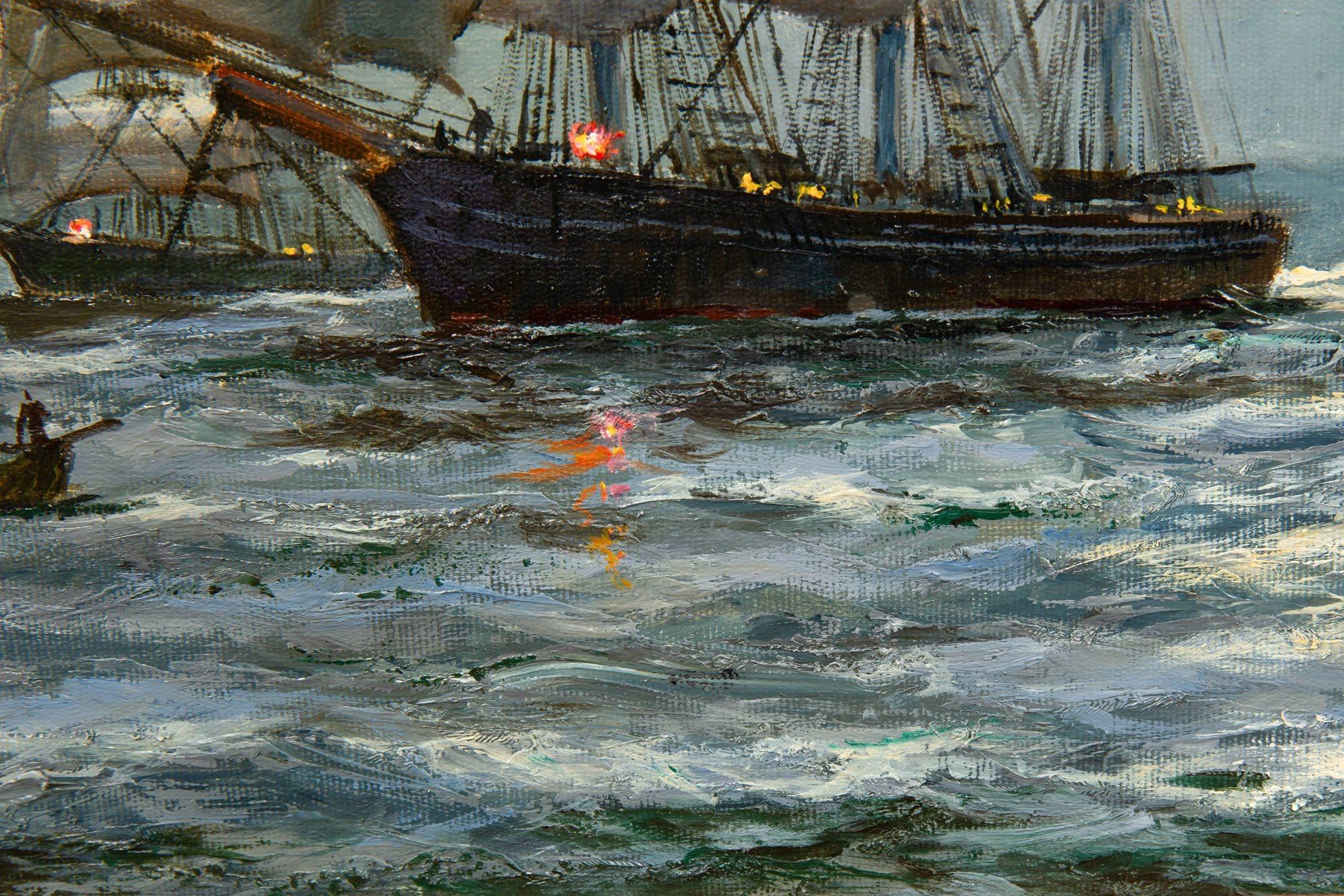 British Nautical Maritime Oil Painting “Moonglow - Foochow” by Henry Scott 15