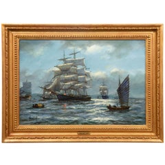 British Nautical Maritime Oil Painting “Moonglow - Foochow” by Henry Scott