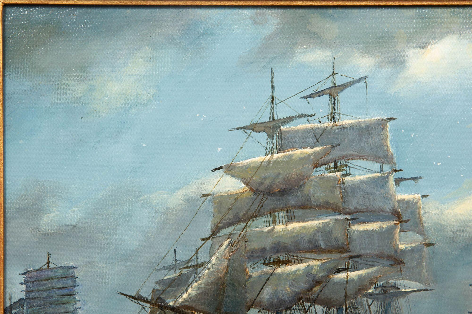 British Nautical Maritime Oil Painting “Moonglow - Foochow” by Henry Scott In Good Condition In Shippensburg, PA