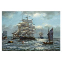 British Nautical Maritime Oil Painting “Moonglow - Foochow” by Henry Scott