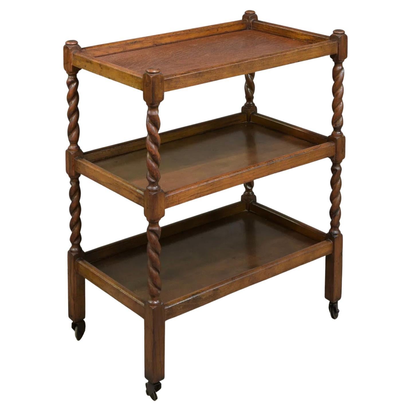 British Oak Barley Twist Three Tier Trolley