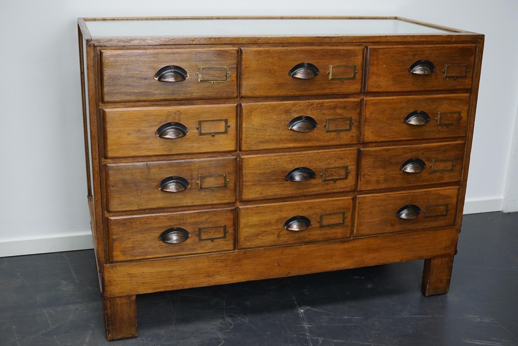 British Oak Haberdashery Cabinet or Shop Counter, 1930s 3