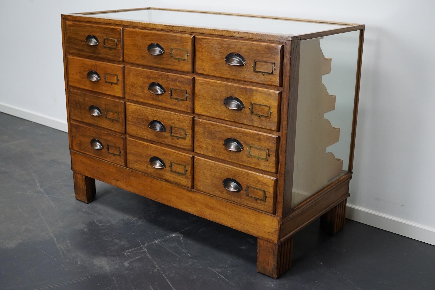 British Oak Haberdashery Cabinet or Shop Counter, 1930s 5