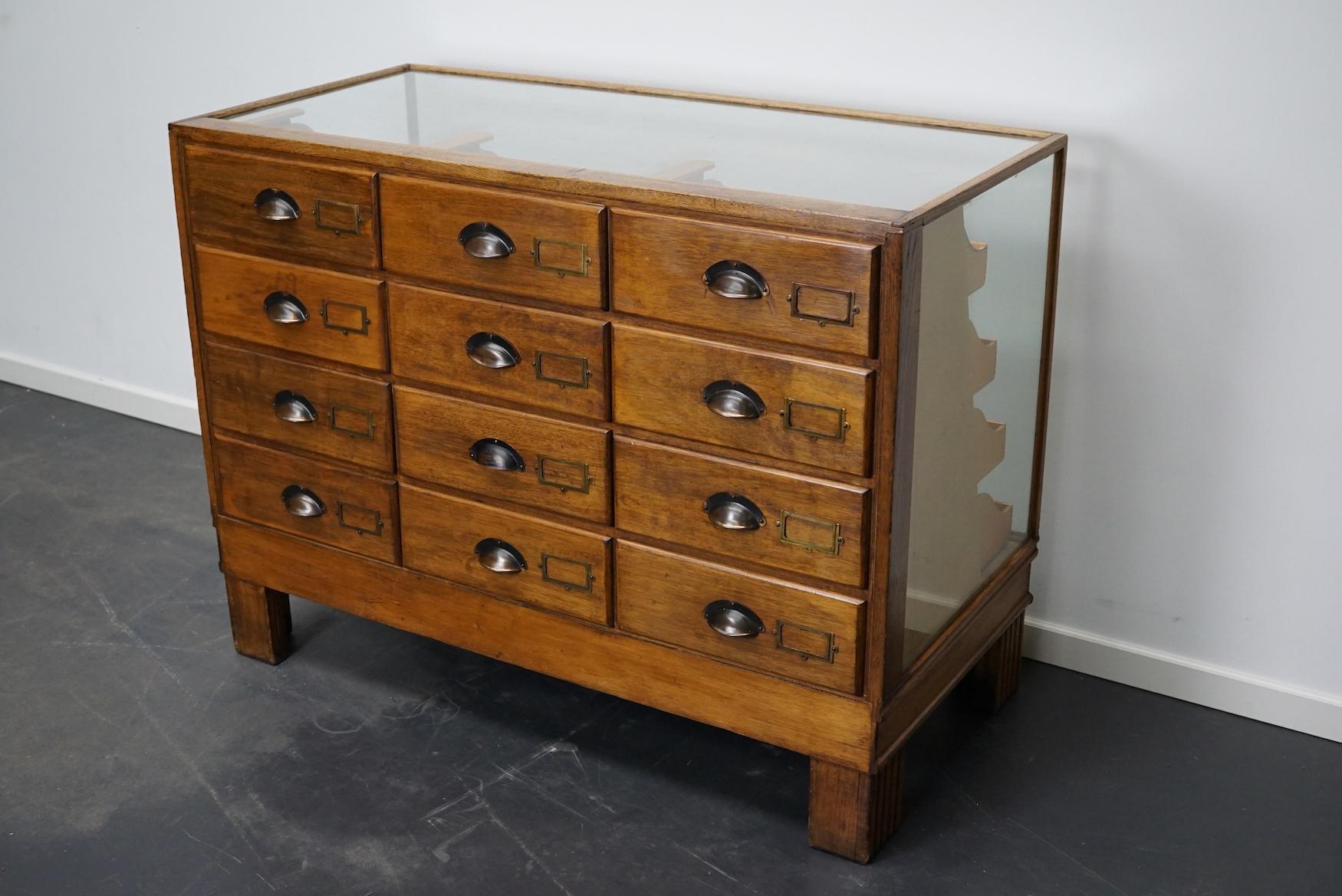 Art Deco British Oak Haberdashery Cabinet or Shop Counter, 1930s