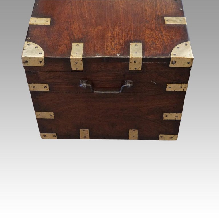 British Officers Victorian Brass Bound Military Chest, circa 1860 at