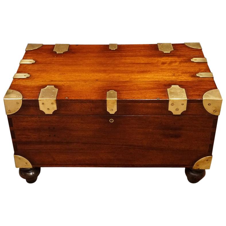 British Officers Victorian Mahogany Military Chest, circa 1885 For Sale
