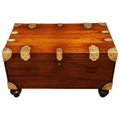 Antique British Officers Victorian Mahogany Military Chest, circa 1885