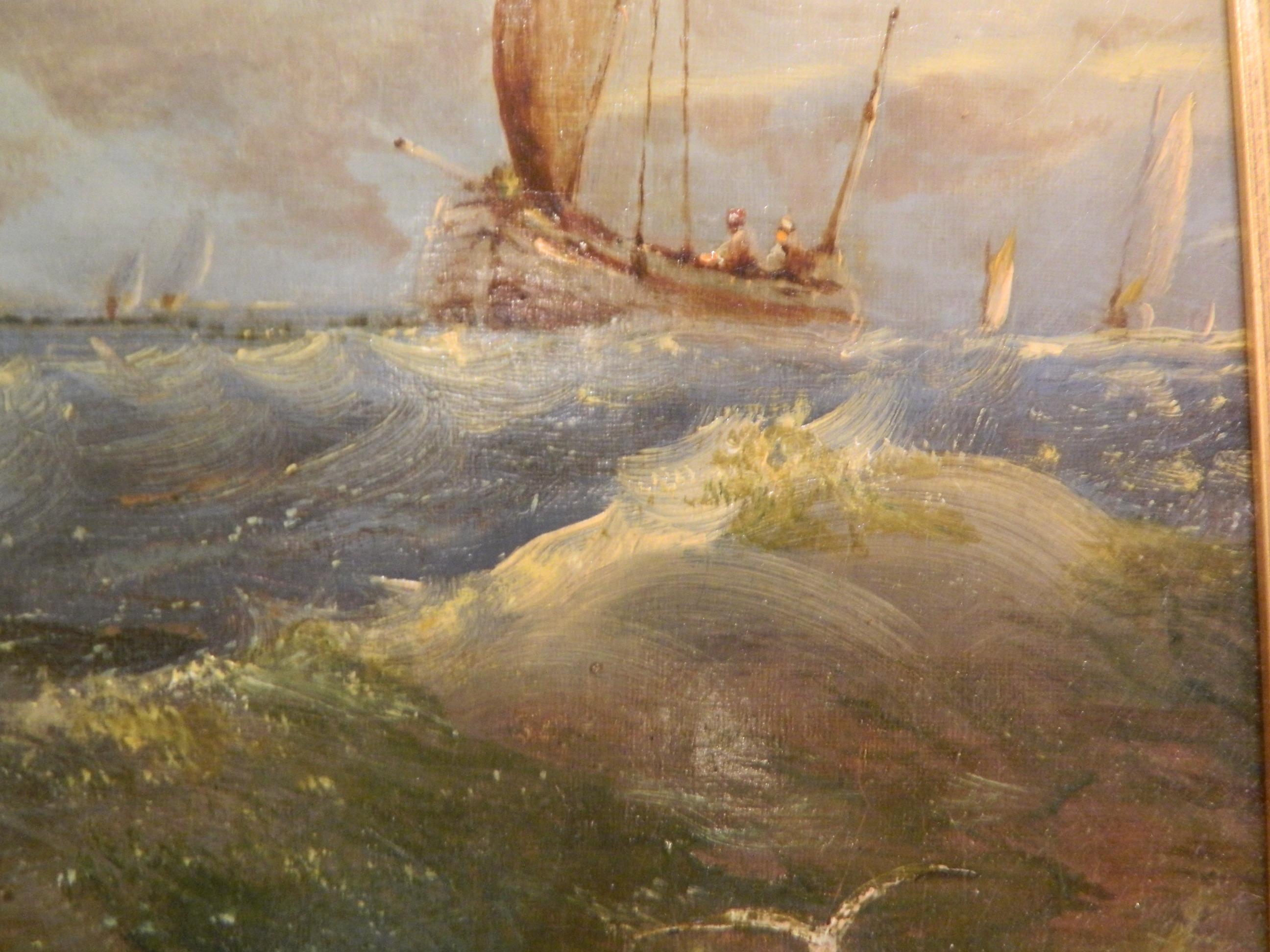 British Oil on Canvas Laid Down on Board 