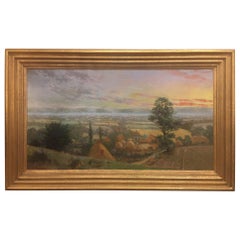 Óleo británico sobre lienzo "Valle del Rothe" de F. M. de la Coze, siglo XX