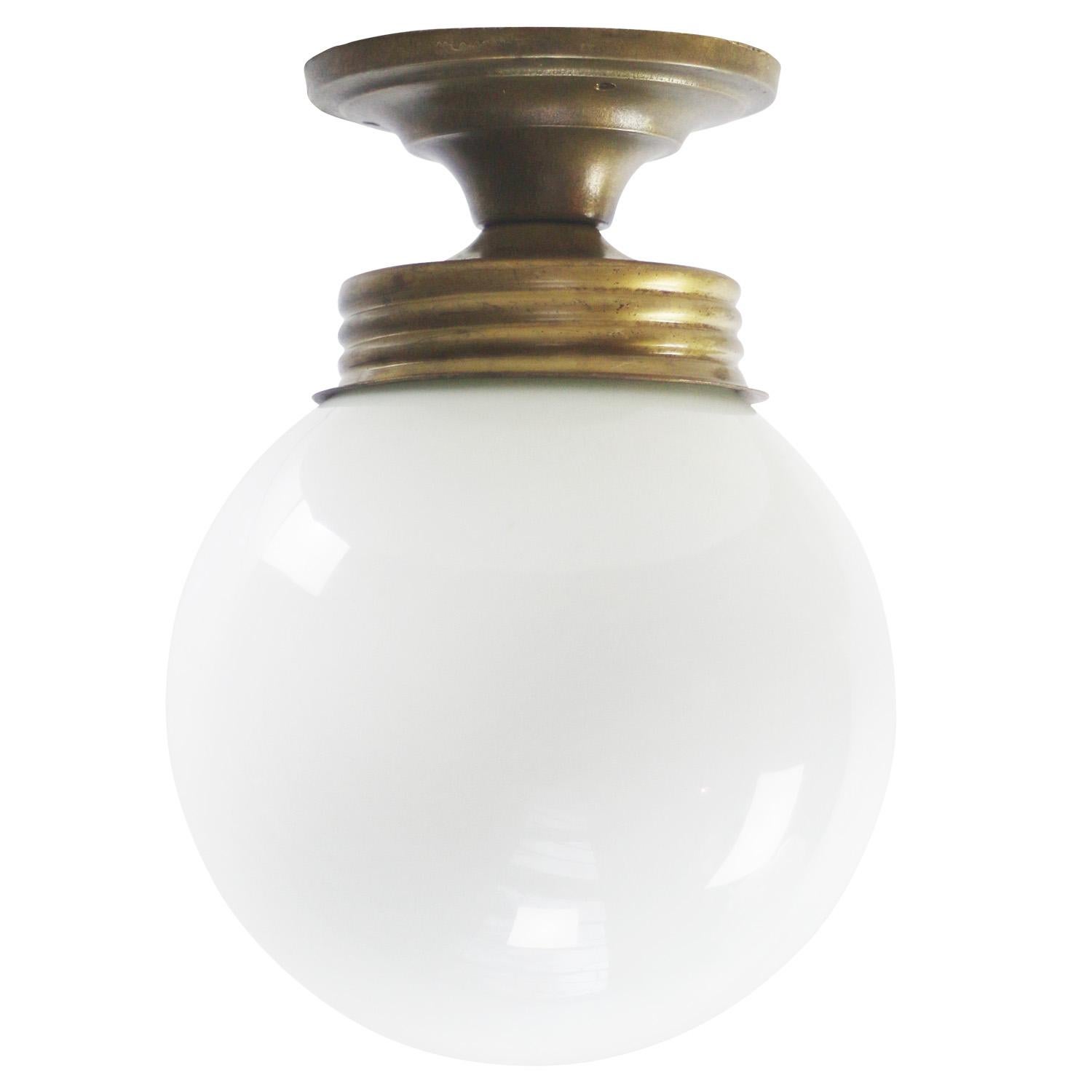 British Opaline Glass Flush Mount Ceiling Lamps in vendita