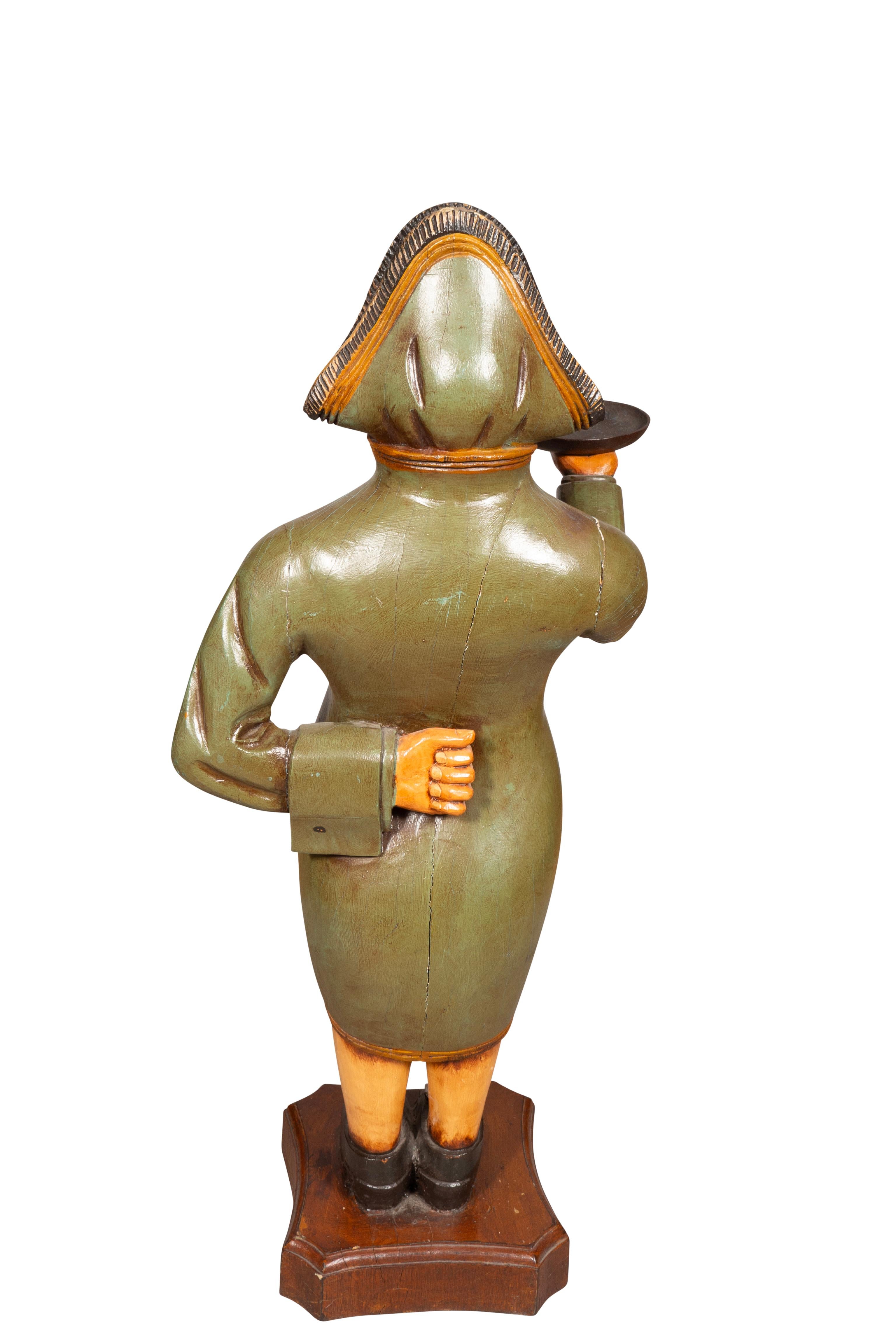 British Painted Wood Figure Of The Town Crier In Good Condition In Essex, MA