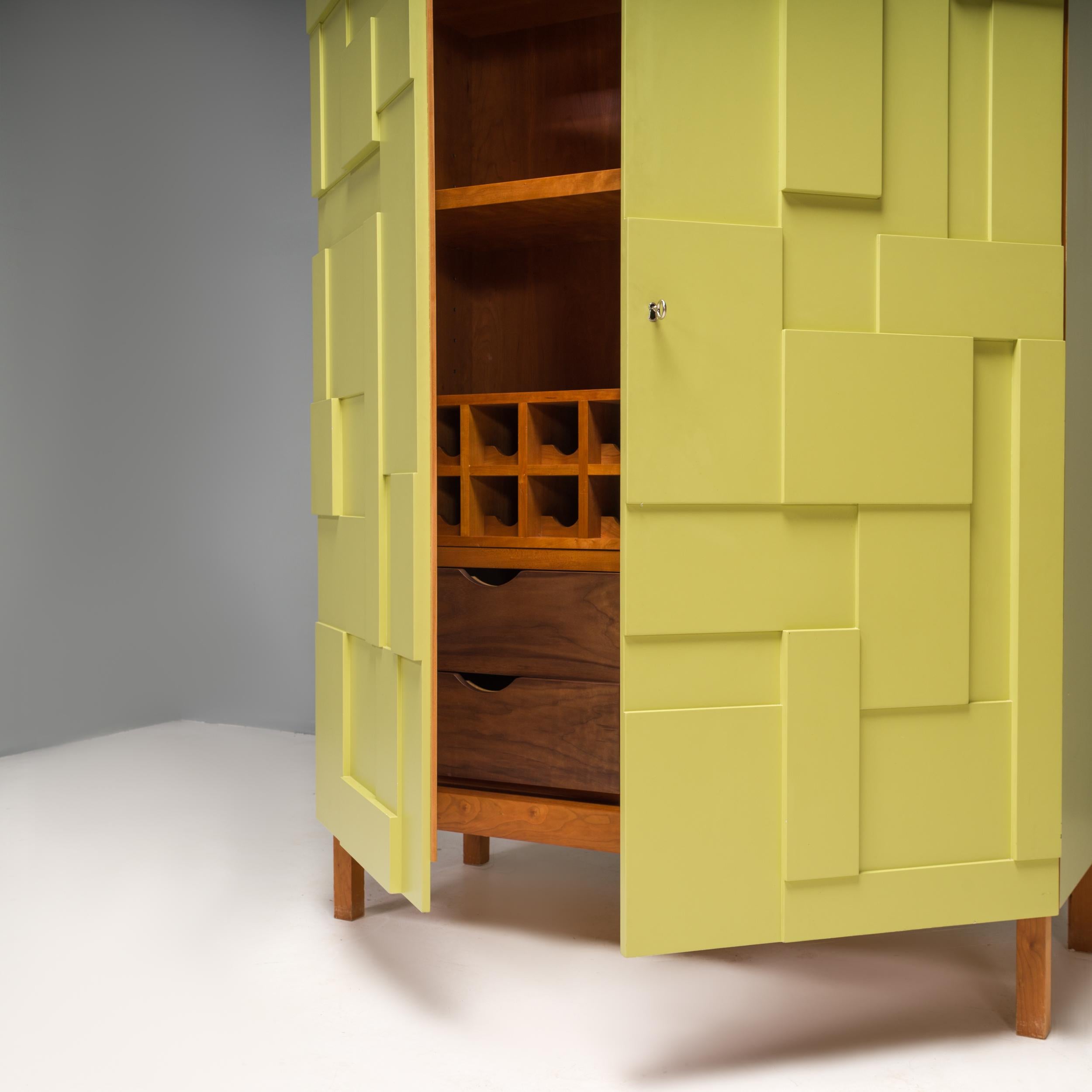 British Pinch Green Alba Large Oak Kitchen Storage Cabinet For Sale 3