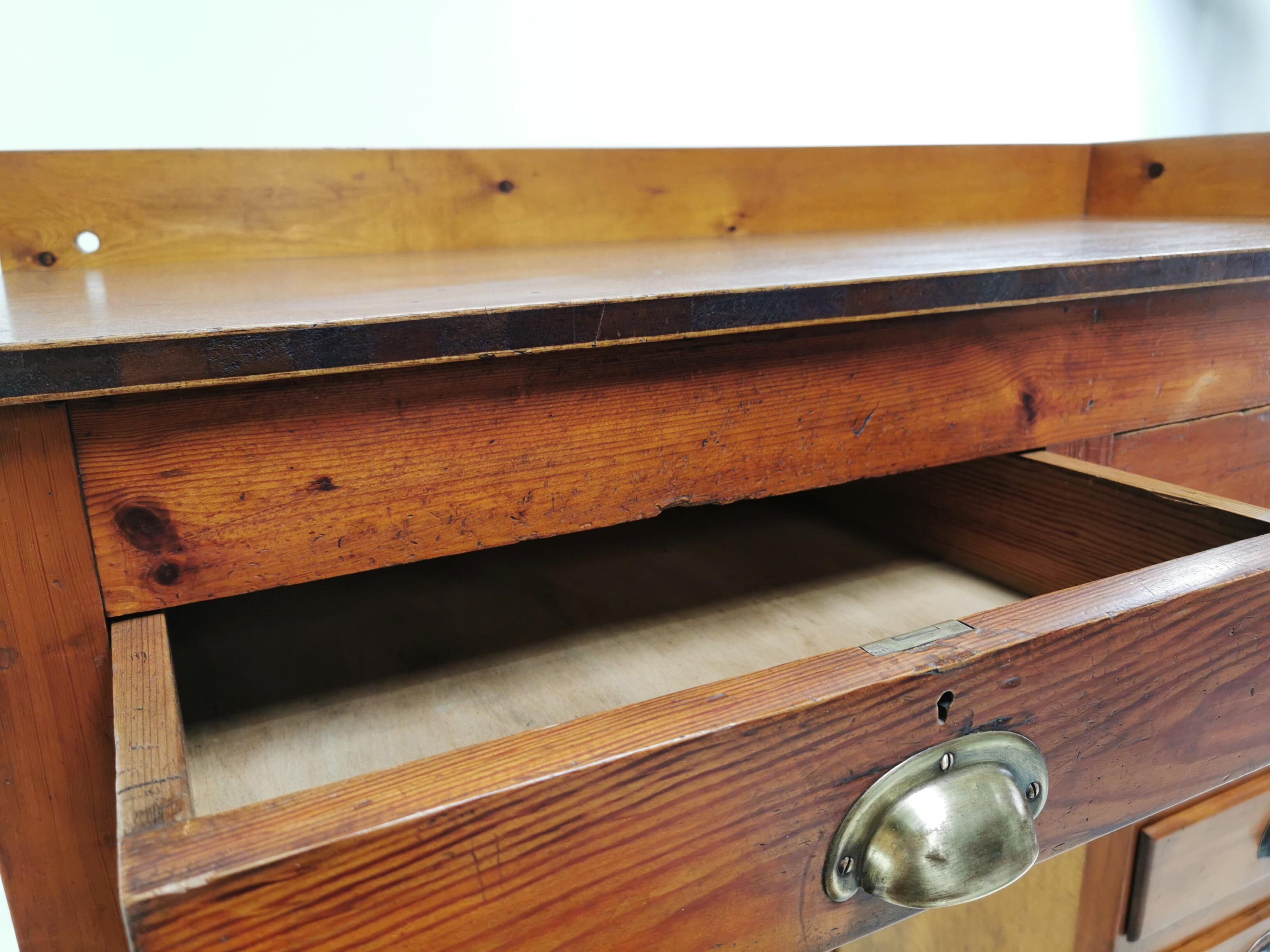 British Pine Watchmakers Work Bench Desk Midcentury In Fair Condition In STOKE ON TRENT, GB