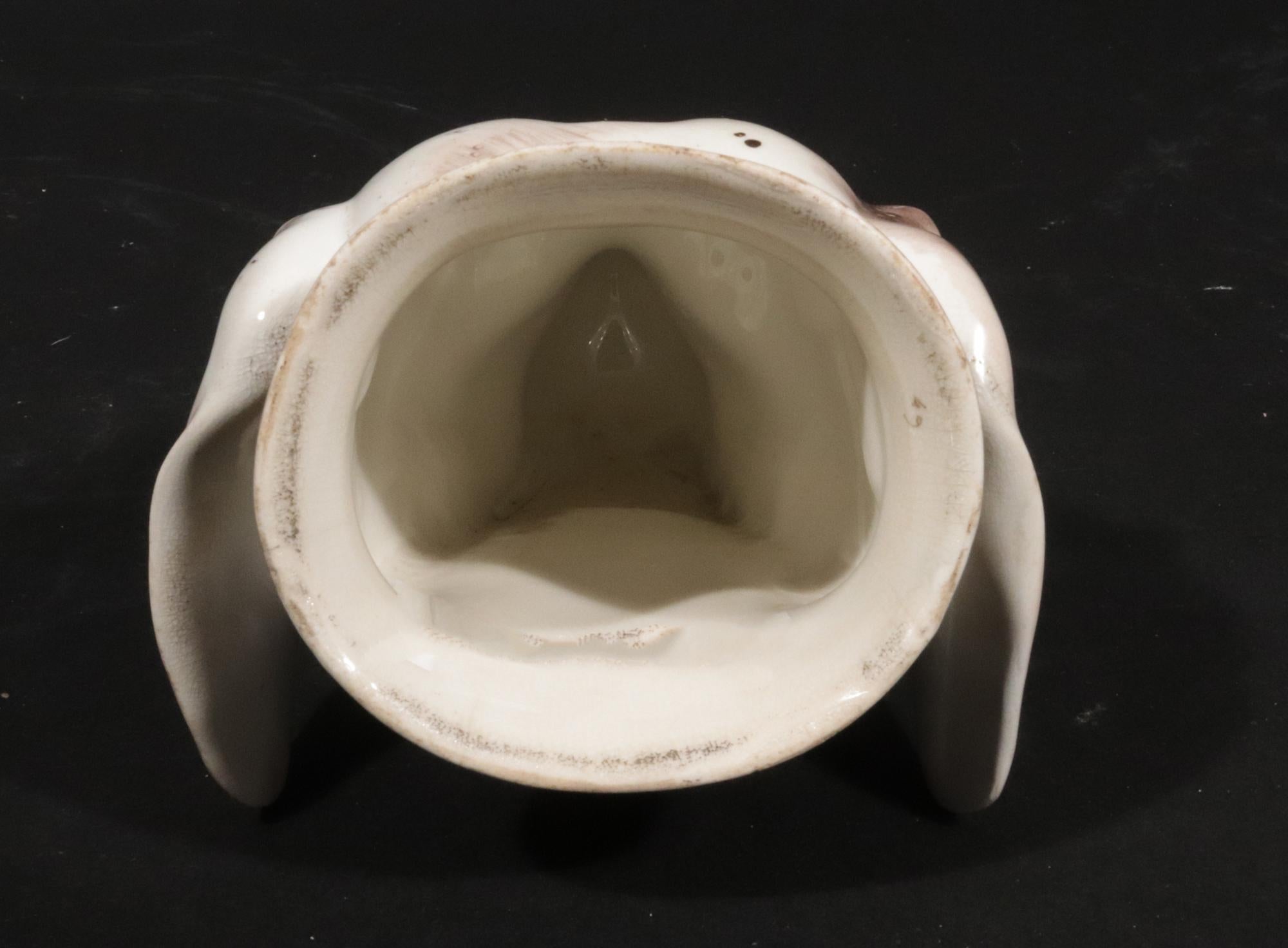 British Porcelain Large Stirrup Cup of a Hound's Head 5