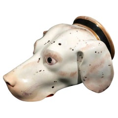 British Porcelain Large Stirrup Cup of a Hound's Head