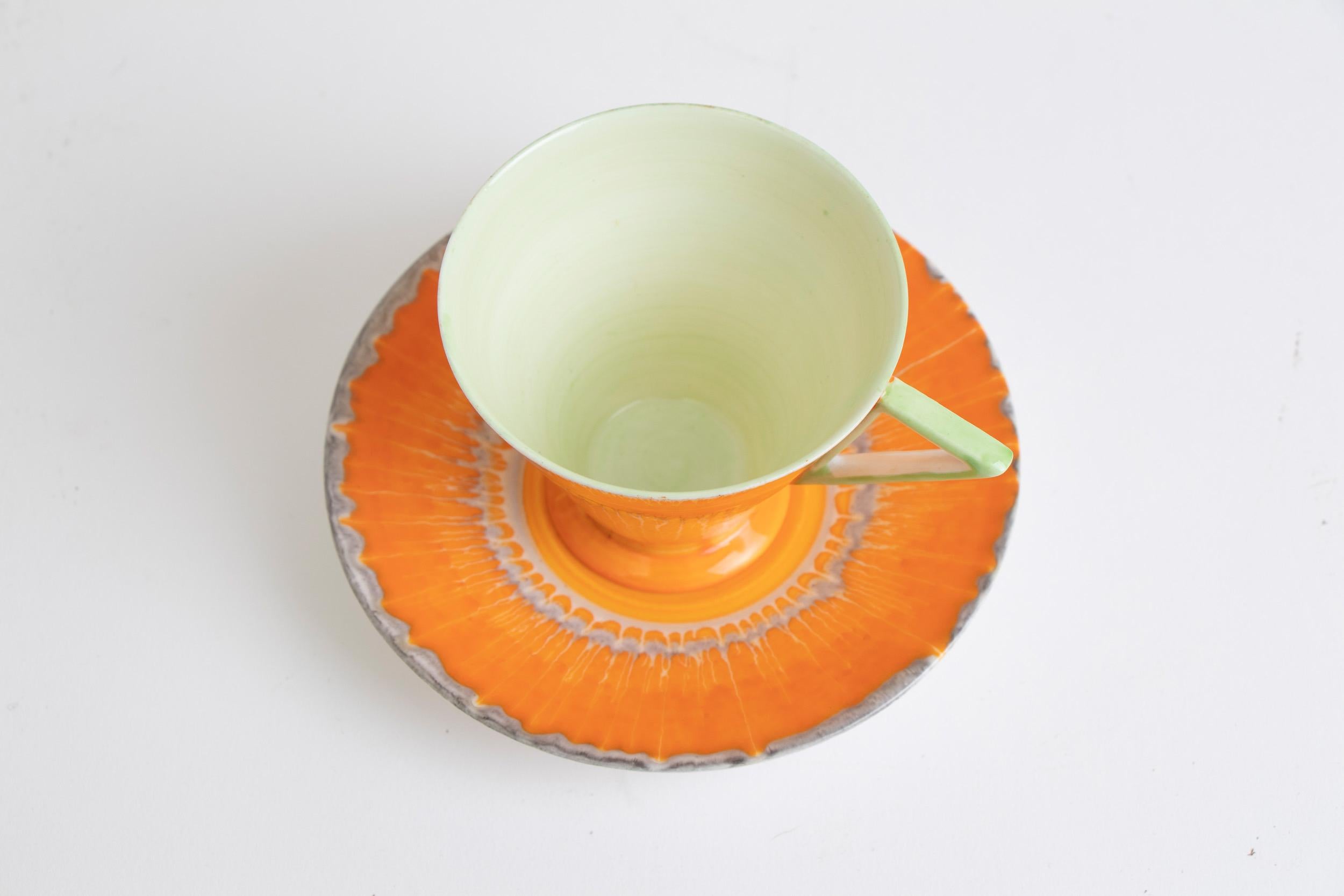British Porcelain Shelley Art Deco Orange Harmony Coffee Set 4