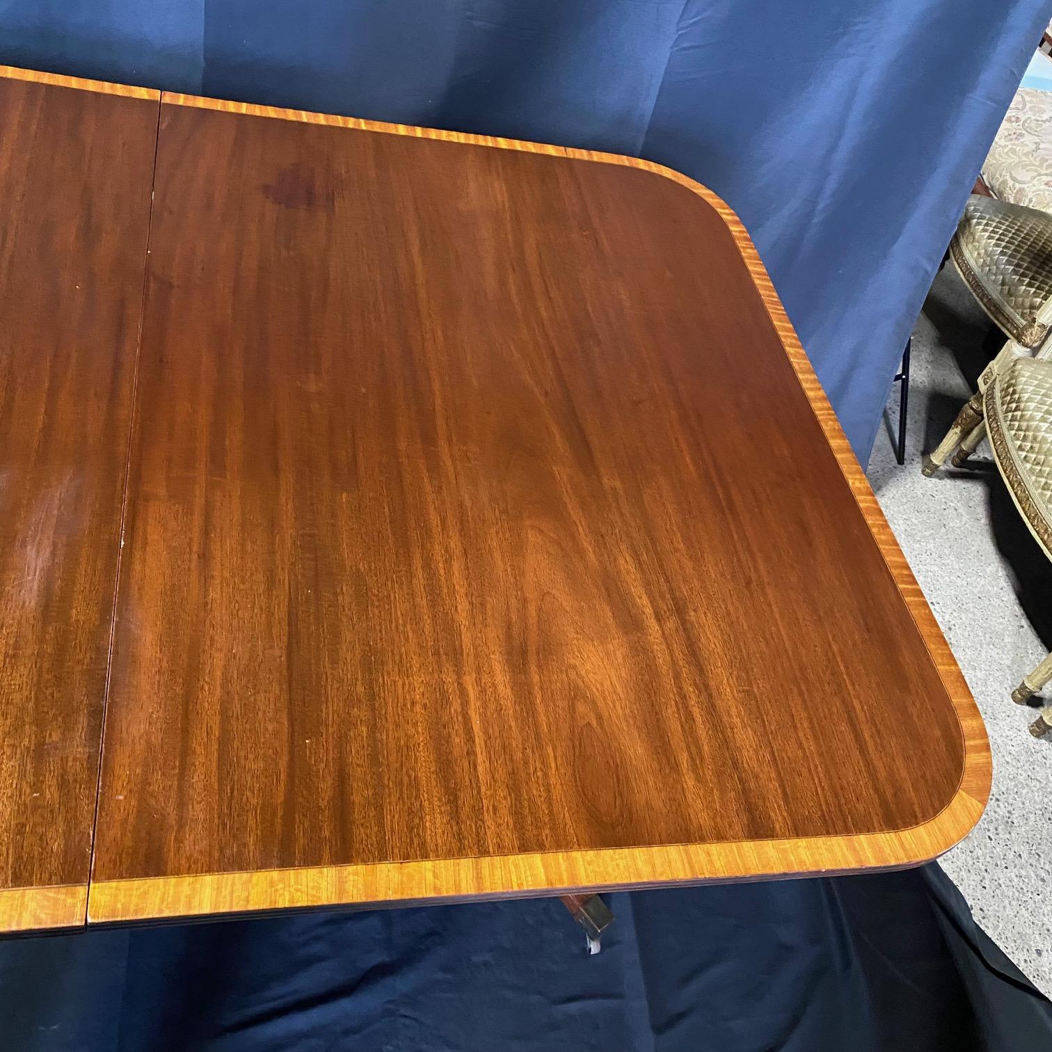 British Regency Duncan Phyfe Style Mahogany Double Pedestal Dining Table For Sale 4