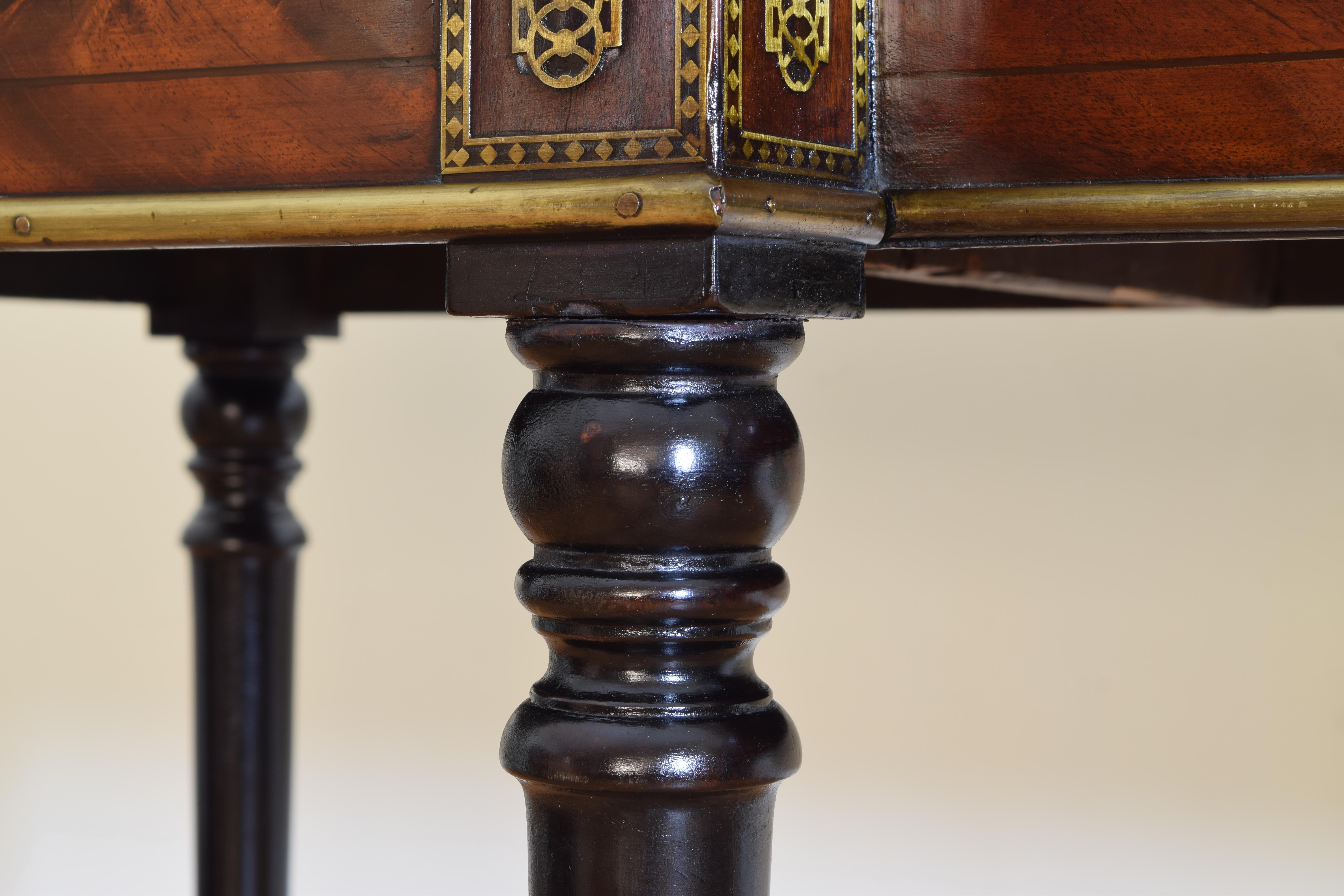British Regency Period Mahogany and Brass Inlaid Server, 19th Century 9