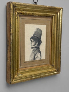 British Regency Profile Portrait Drawing of a Gentleman in a Top Hat C 1820-1830