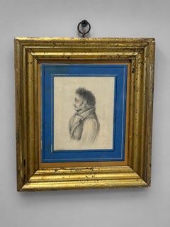 Dibujo a lápiz de un caballero al estilo de la Regencia británica, circa 1820-1835