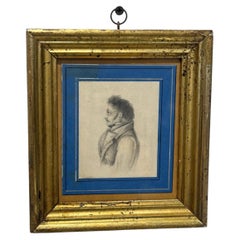 Dibujo a lápiz de un caballero al estilo de la Regencia británica, circa 1820-1835