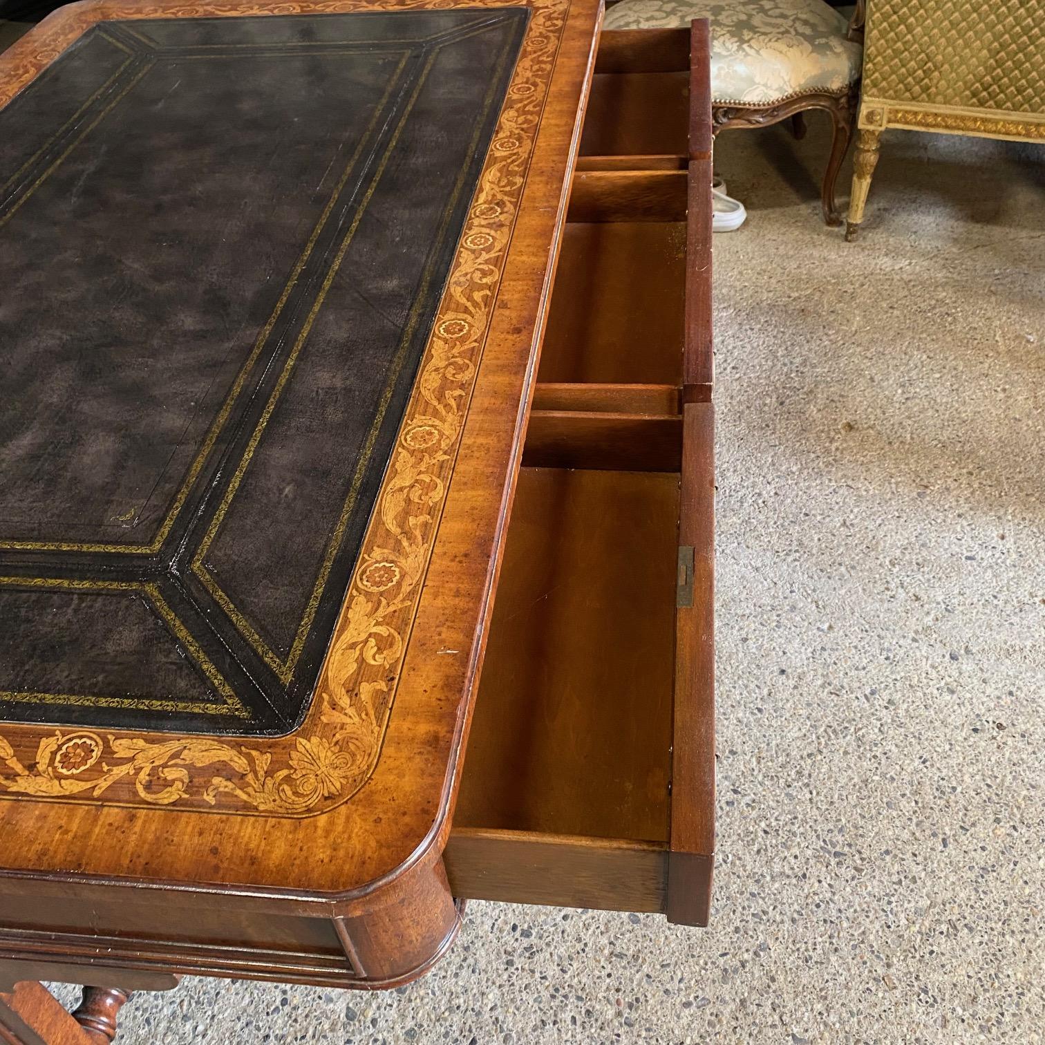 British Regency Style Maitland Smith Mahogany Partners Two Sided Desk 9