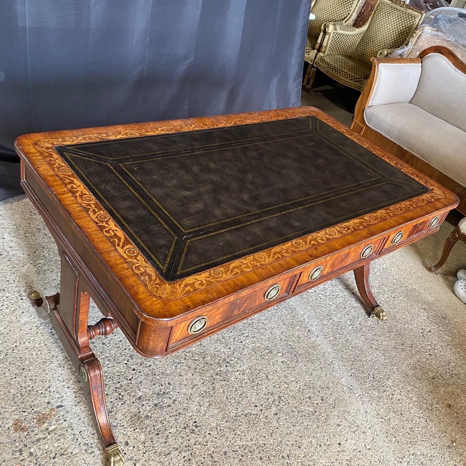 Philippine British Regency Style Maitland Smith Mahogany Partners Two Sided Desk
